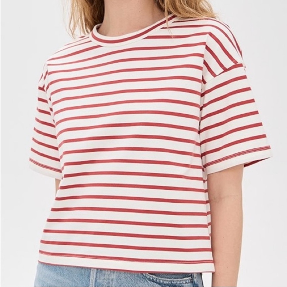 Madewell Red and White Striped Blouse
